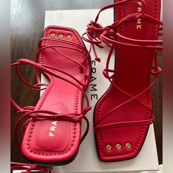 Frame  WOMEN'S LE DOHENY ANKLE-WRAP LEATHER Heel SANDALS NWT - Picture 4 of 12